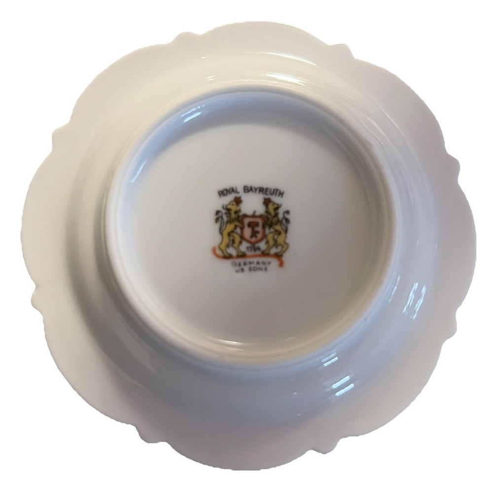 3.5" Royal Bayreuth Green Plate W/Pink Rose Gold Trim - Picture 2 of 3